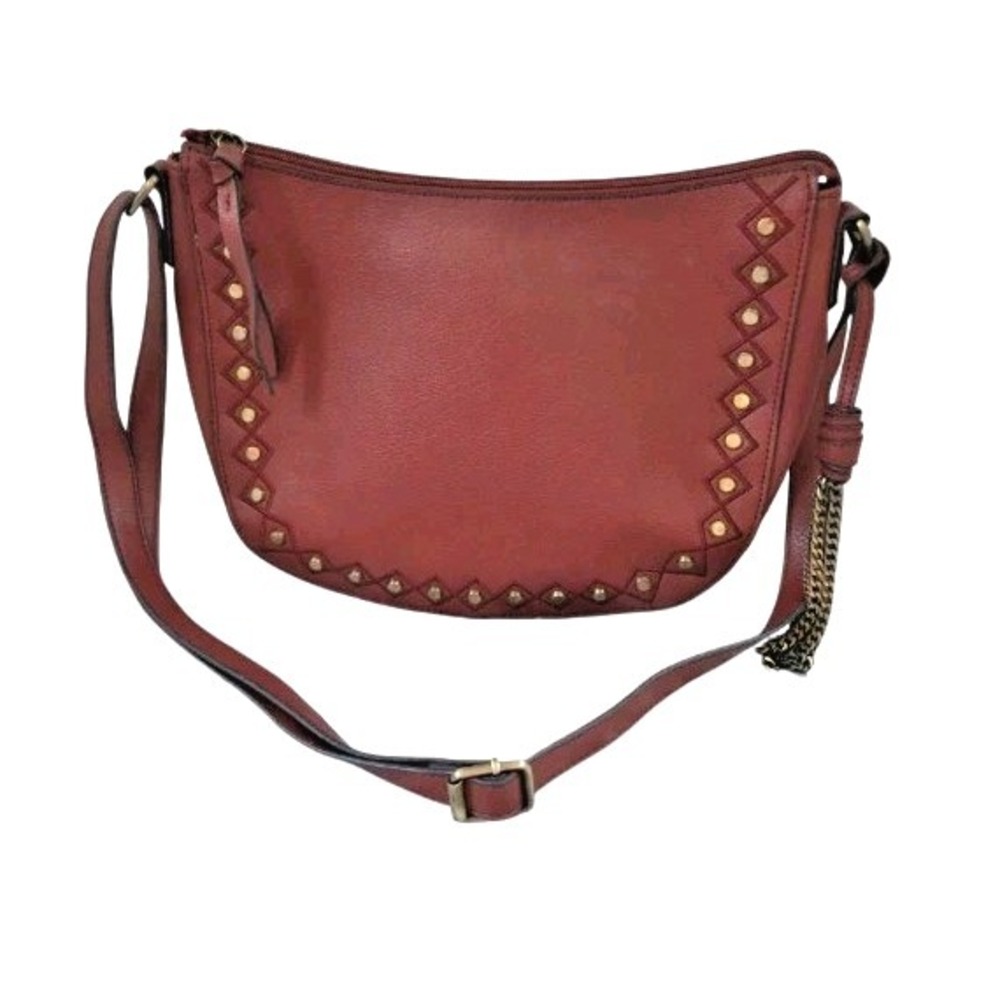 GAL Crossbody/Shoulder Bag Burgundy Gold Hardware‎ Tassel Studs Zip Adjustable